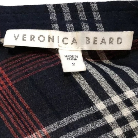 VERONICA BEARD Red Blue Plaid Emory Ruched Zipper Mini Dress Size 2 - Picture 12 of 12
